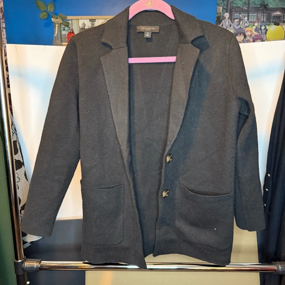 Ann Taylor size XSP Black Sweater Blazer with Two Buttons - Picture 5 of 5